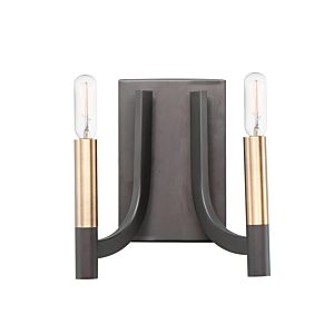 Maxim Lyndon 2 Light Wall Sconce in Bronze and Antique Brass