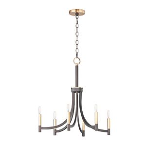 Maxim Lyndon 6 Light Transitional Chandelier in Bronze and Antique Brass