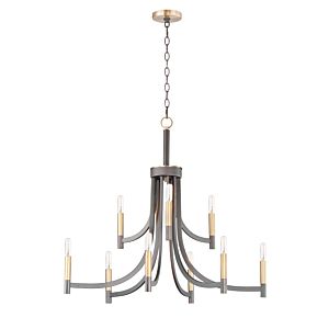 Maxim Lyndon 9 Light Transitional Chandelier in Bronze and Antique Brass