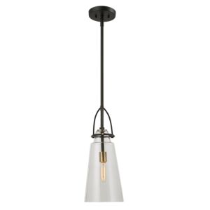 Saugus 1-Light Pendant in Black With Antique Brass