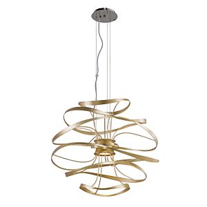 Corbett Calligraphy 2 Light Pendant Light in Gold Leaf With Polished Stainless