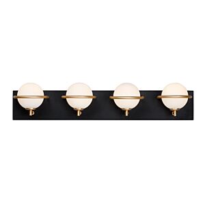 Revolve 4-Light LED Bathroom Vanity Light in Black with Gold