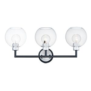 Vessel 3-Light Wall Sconce in Black with Brushed Aluminum