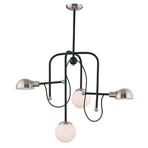 Maxim Mingle Led 4 Light Transitional Chandelier in Black and Satin Nickel
