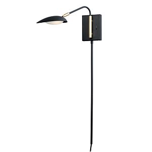 Scan 1-Light LED Wall Sconce in Black with Satin Brass