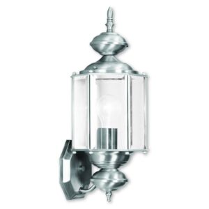 Outdoor Basics 1-Light Outdoor Wall Lantern in Brushed Nickel