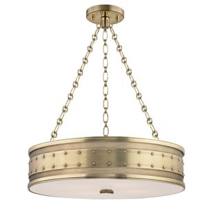 Hudson Valley Gaines 4 Light 6 Inch Pendant Light in Aged Brass