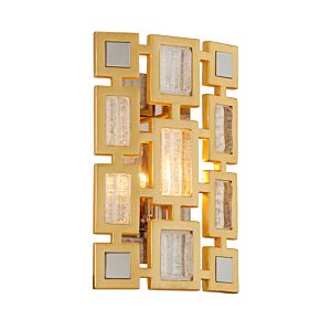  Motif Wall Sconce in Gold Leaf With Polished Stainless