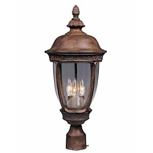 Knob Hill DC 3-Light Outdoor Pole with Post Lantern in Sienna