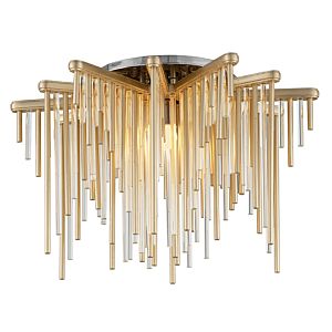  Theory Ceiling Light in Gold Leaf With Polished Stainless