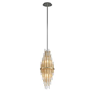 Corbett Theory 2 Light Pendant Light in Gold Leaf With Polished Stainless