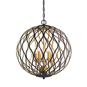 Minka Lavery Gilded Glam 5 Light Pendant Light in Sand Coal With Painted And Pla