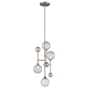  Majorette Pendant Light in Silver Leaf With Polished Chrome