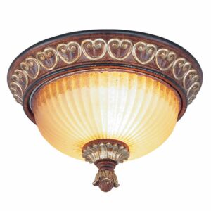 Villa Verona 2-Light Ceiling Mount in Hand Applied Verona Bronze w with Aged Gold Leafs