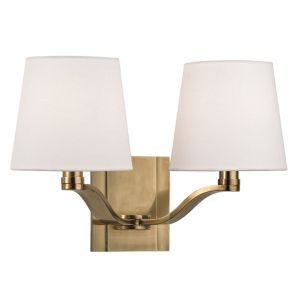 Hudson Valley Clayton 2 Light 9 Inch Wall Sconce in Aged Brass