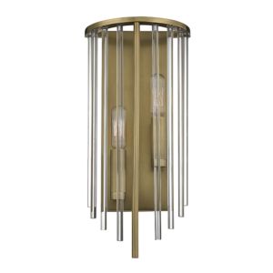Hudson Valley Lewis 2 Light 15 Inch Wall Sconce in Aged Brass