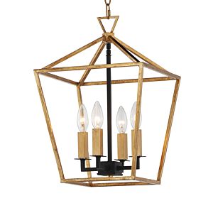 Maxim Abode 4 Light Transitional Chandelier in Gold Leaf and Textured Black