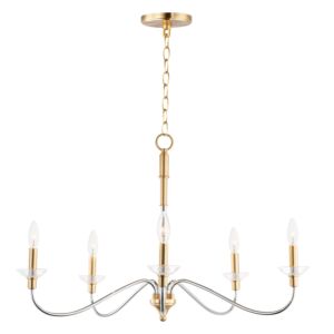 Clarion 5-Light Chandelier in Polished Chrome with Satin Brass