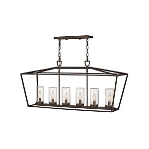 Hinkley Alford Place 6-Light Outdoor Linear Chandelier In Oil Rubbed Bronze