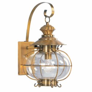Harbor 1-Light Outdoor Wall Lantern in Flemish Brass