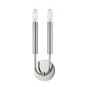Hudson Valley Gideon 2 Light 16 Inch Wall Sconce in Polished Nickel