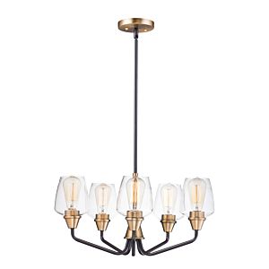 Maxim Goblet 5 Light Transitional Chandelier in Bronze and Antique Brass
