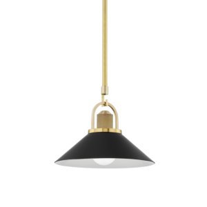 Hudson Valley Syosset Mini Pendant in Aged Brass and Black