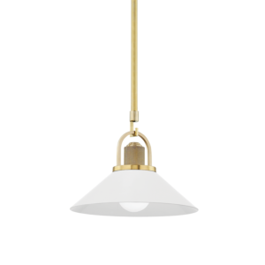 Hudson Valley Syosset Mini Pendant in Aged Brass and White