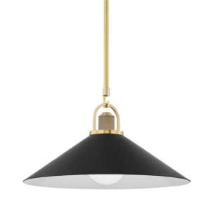 Hudson Valley Syosset Pendant Light in Aged Brass and Black