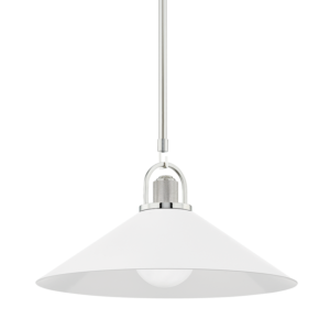 Hudson Valley Syosset Pendant Light in Polished Nickel and White