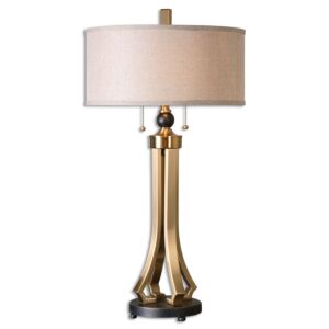 Selvino 2-Light Table Lamp in Brushed Brass Metal w with Oil Rubbed Bronze