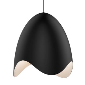 Sonneman Waveforms 23.25 Inch White Bell LED Pendant in Satin Black