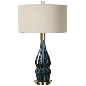 Prussian 1-Light Table Lamp in Blue Ceramic