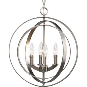 Equinox 4-Light Foyer Pendant in Burnished Silver