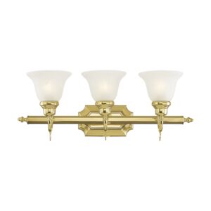 French Regency 3-Light Bathroom Vanity Light in Polished Brass