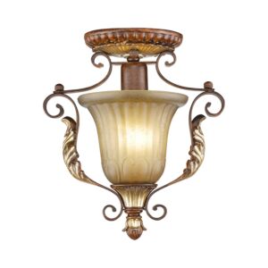 Villa Verona 1-Light Ceiling Mount in Hand Applied Verona Bronze w with Aged Gold Leafs