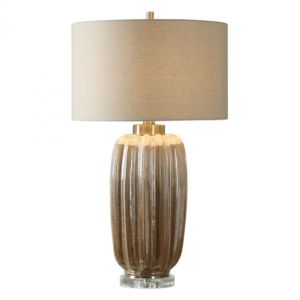 Uttermost Gistova Ribbed Table Lamp in Ivory/Rust Brown