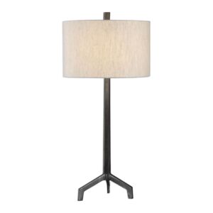 Ivor 1-Light Table Lamp in Raw Steel with Burnished Distressing