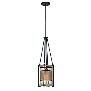 Boundry 1-Light Pendant in Black with Barn Wood 