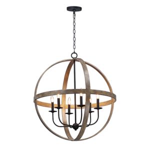  Compass Pendant Light in Barn Wood and Black