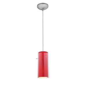 Glass'n Glass Cylinder Clear Red Pendant Light