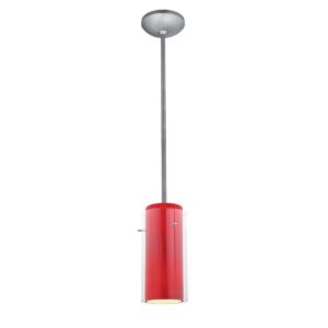 Access Glass`N Glass Cylinder Pendant Light in Brushed Steel