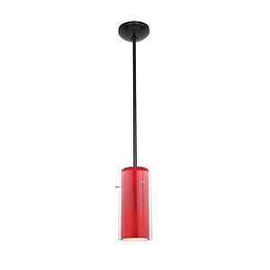 Glass'n Glass Cylinder Clear Red Pendant Light