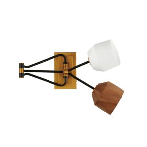 Akimbo 2-Light LED Wall Sconce in Dark Bronze with Antique Brass