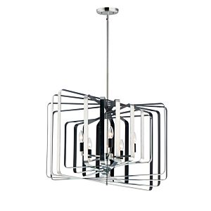 Maxim Radial 5 Light Pendant Light in Polished Nickel and Black