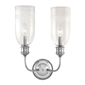 Hudson Valley Lafayette 2 Light 17 Inch Wall Sconce in Polished Nickel