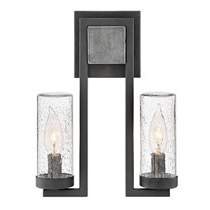 Hinkley Sawyer 2 Light Outdoor Sconce in Aged Zinc