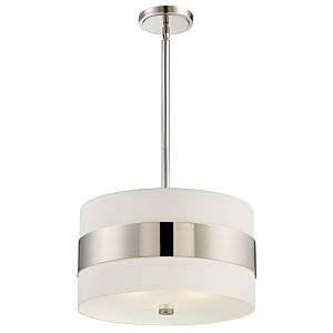 Libby Langdon for Crystorama Grayson 10 Inch Drum Pendant in Polished Nickel