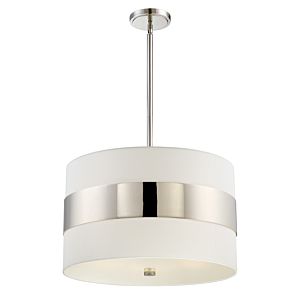 Libby Langdon for Crystorama Grayson 23 Inch Drum Pendant in Polished Nickel