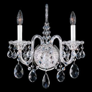 Schonbek Sterling 2 Light Wall Sconce in Silver with Clear Crystals From Swarovski Crystals